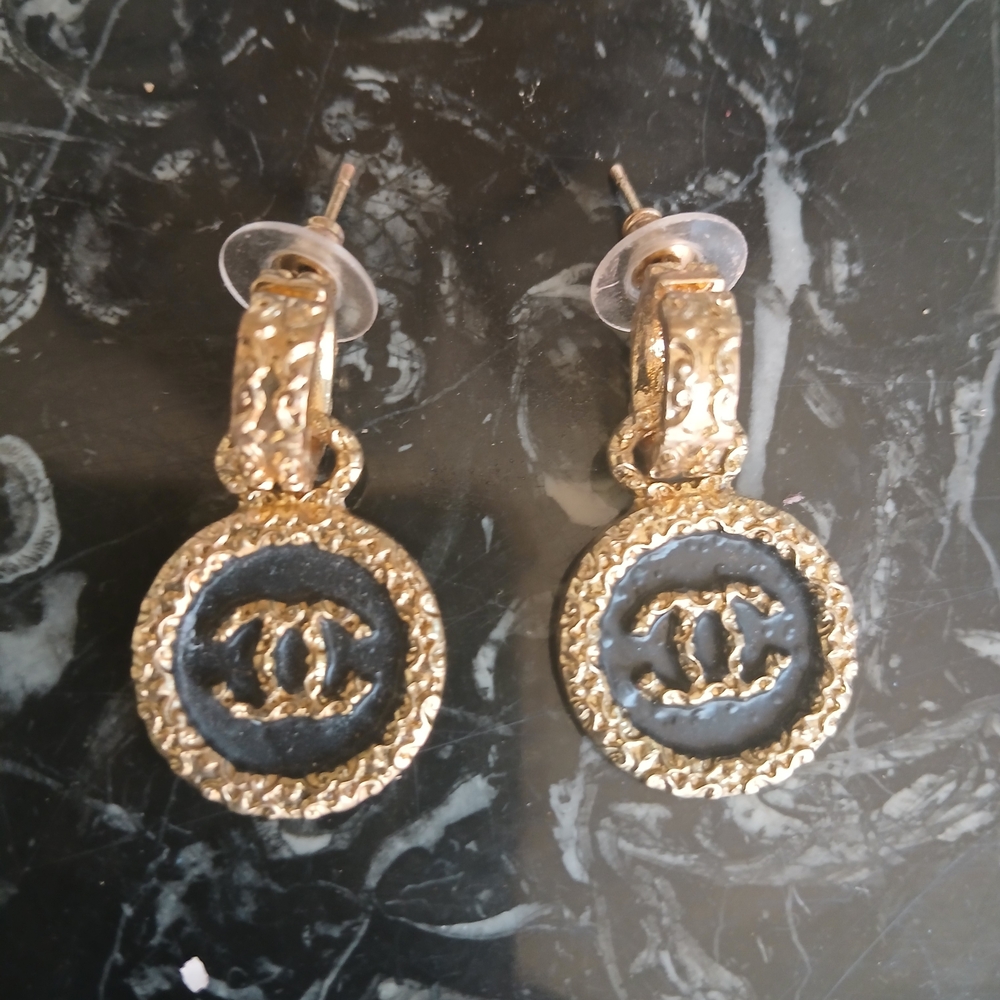 Gold and Black Designer Earrings